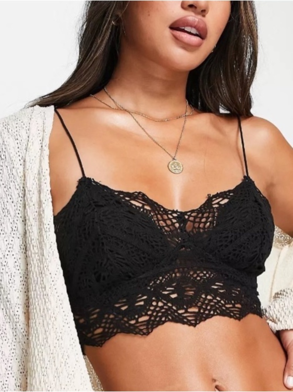 Delicate Black Crochet Bralette Top